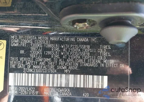2007 Lexus Rx 350 from USA, damaged, VIN 2T2HK31U07C017604